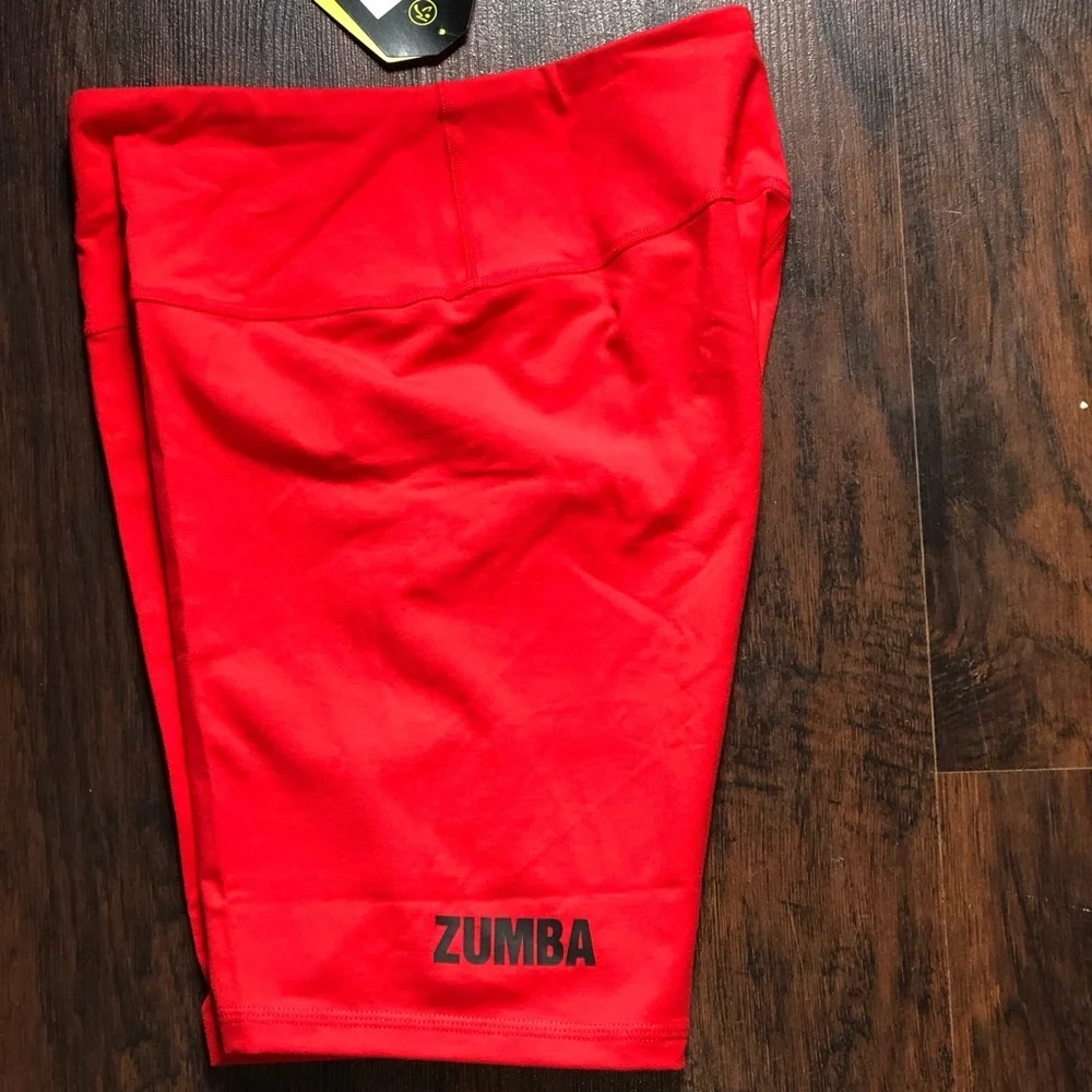 Zumba Fitness Zumba Spirit Biker Shorts Women’s High-Waist Red Bike Shorts Small - Picture 2 of 6